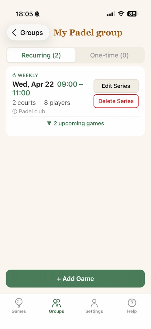 Recurring games list