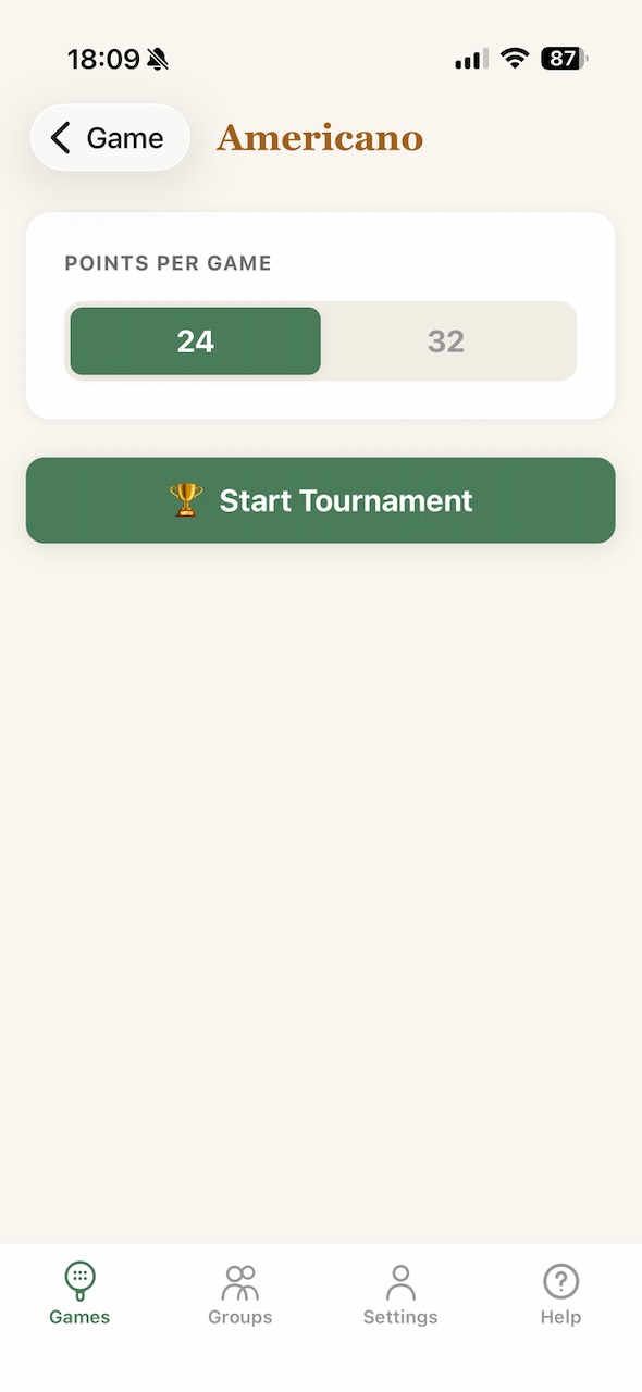 Start tournament